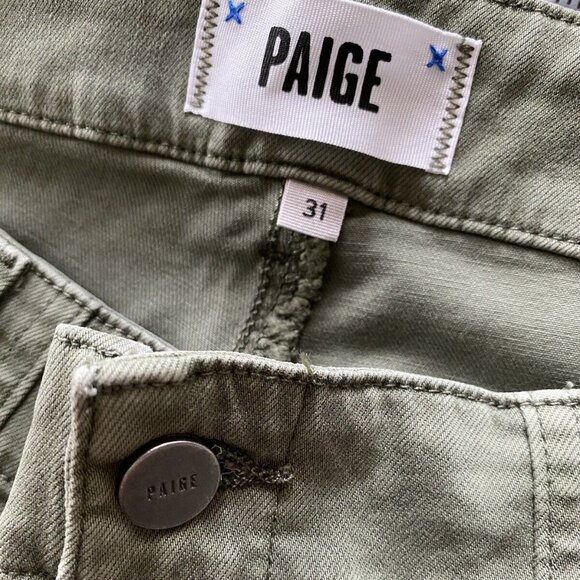 Anthropologie PAIGE Drew Mid-Rise Weekender Jeans 31 green NEW - Picture 4 of 4
